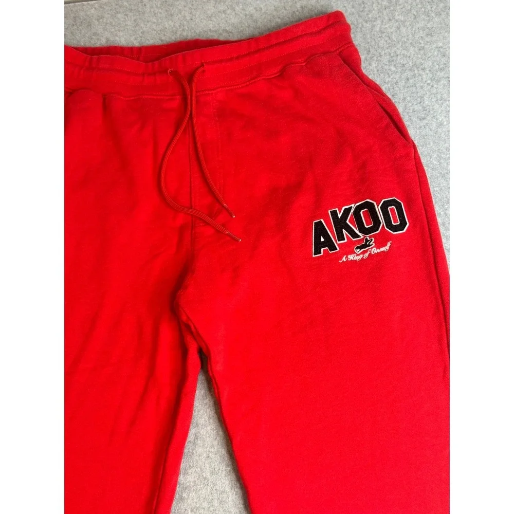 AKOO Mens Red Logo Sweatpants XXL A King Of Oneself Joggers Fleece Streetwear